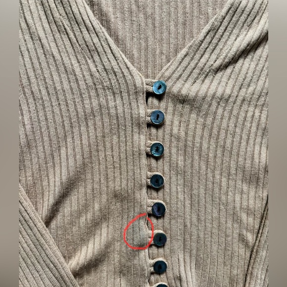 Reformation Gellar Knit Top ribbed V-Neck Long Sleeve Cardigan Sweater, Size: XS - Picture 4 of 7